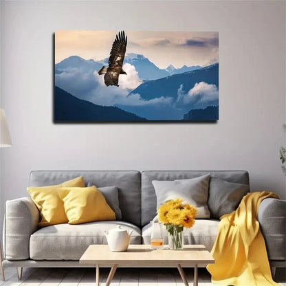 Eagle Hovering In The Sky Wall Art Canvas Office Home Room Framed 120x60cm