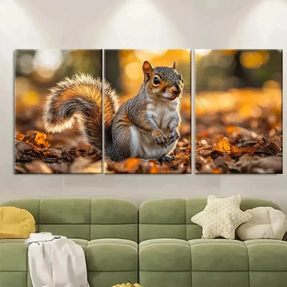 3pcs Cute Squirrel Print S   Wall Art Set Canvas Framed 40x60cm - High Quality Print 100% Australian Made Wall Canvas Ready to Hang - Bella Home Decor