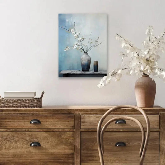 Beautiful Carnation Minimalist Floral Painting 40x60cm Metal Print Ready to Hang
