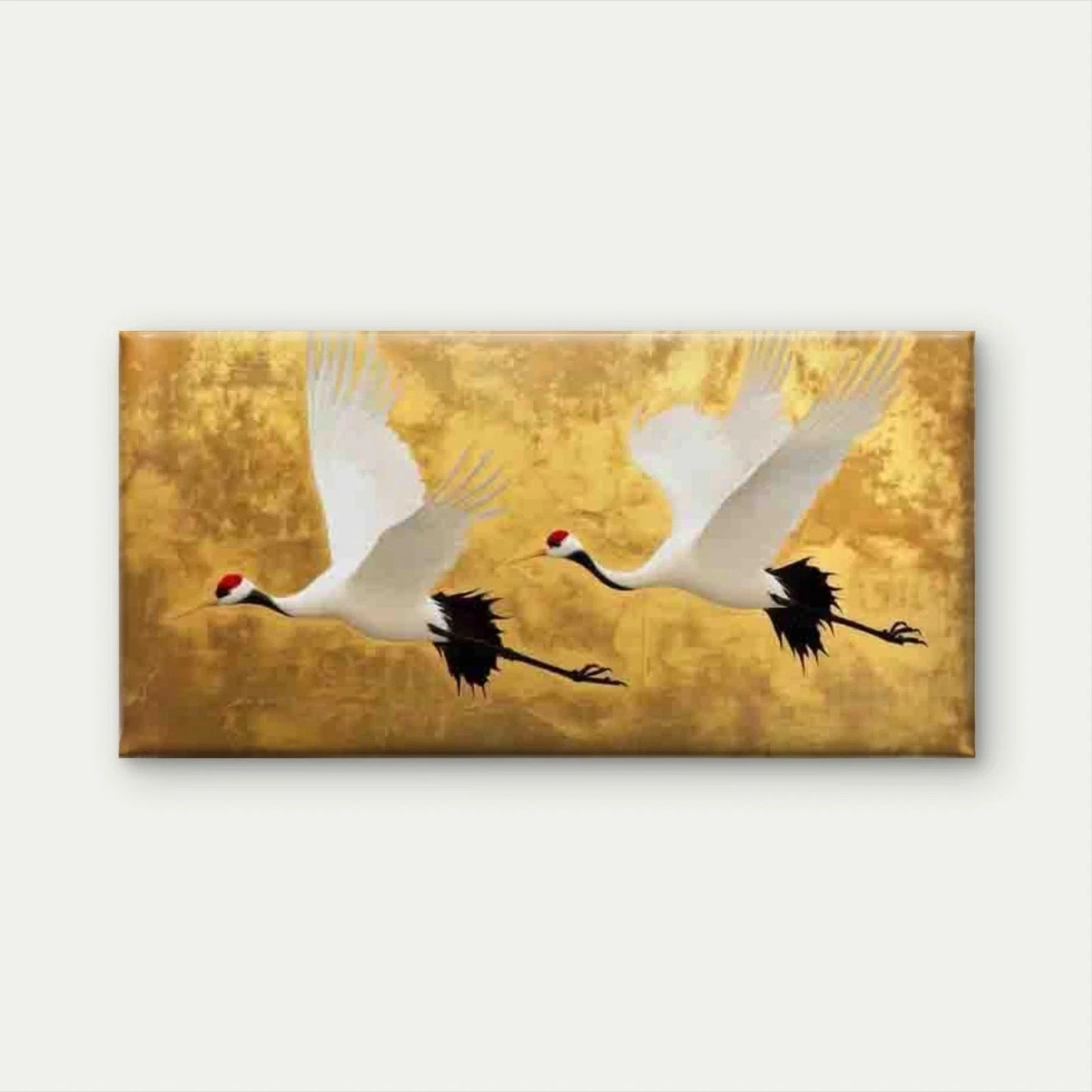 Flying Red Crowned Cranes Wall Art Canvas Office Home Room Framed 120x60cm - Bella Home Decor