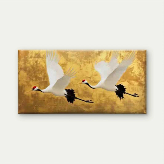 Flying Red Crowned Cranes Wall Art Canvas Office Home Room Framed 120x60cm