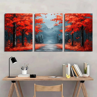 3pcs Sunlit Avenue Abstract Modern Vintage Metal Print Ready to Hang Art - Bella Home Decor