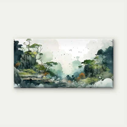 Misty Mountain Forest Wall Art Canvas Office Home Room Framed 120x60cm