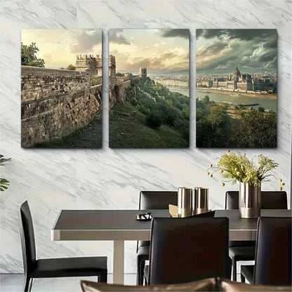 3pcs Vibrant Cityscape & Castle View Perfect Wall Art Set Canvas Framed 40x60cm - High Quality Print 100% Australian Made Wall Canvas Ready to Hang - Bella Home Decor