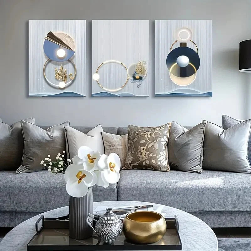 3pcs Circle Circular Ring Fantasy Metal Print Ready to Hang Art - Bella Home Decor