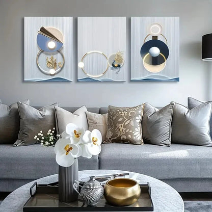 3pcs Circle Circular Ring Fantasy Metal Print Ready to Hang Art - Bella Home Decor