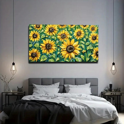 Vibrant Sunflower Wall Art Canvas Office Home Room Framed 120x60cm