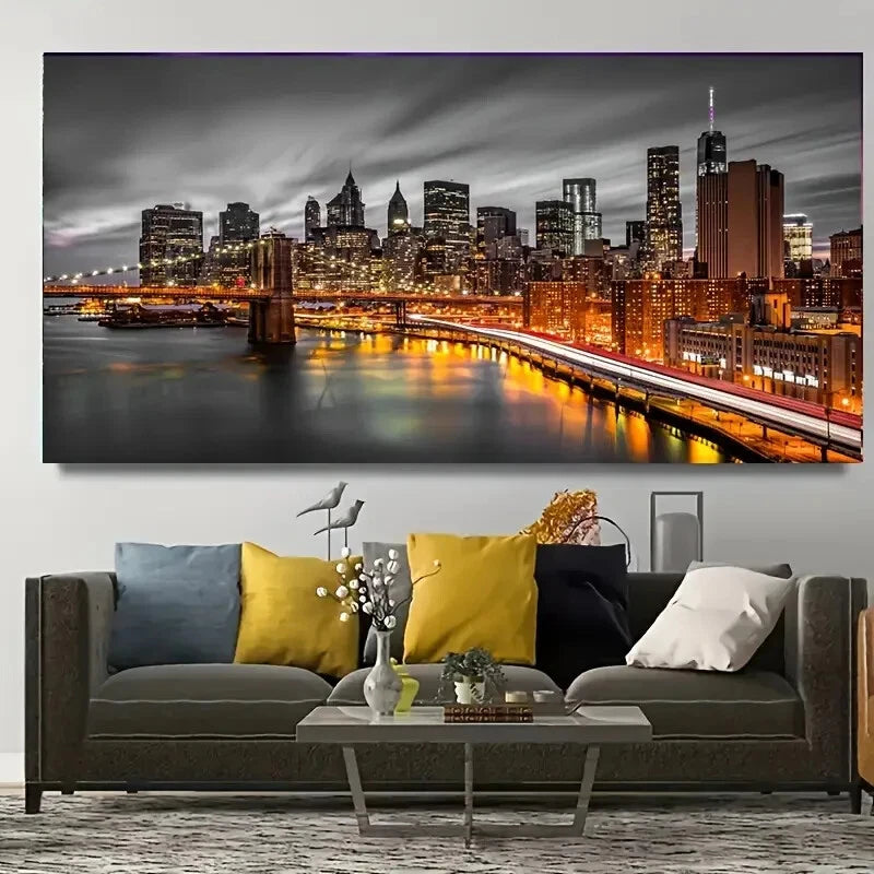 New York Cityscape wall canvas office home room framed 120x60cm - Bella Home Decor