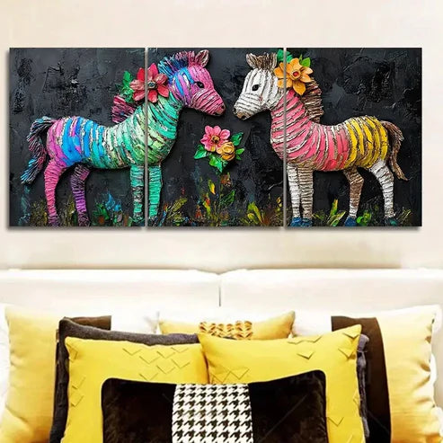 3pcs Paintings Featuring an Adorable Baby Zebra Wall Art Set Canvas Unframed - High Quality Print 100% Australian Made Wall Canvas