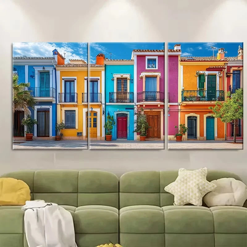 3pcs Villajoyosa Cityscape Metal Print Ready to Hang Art