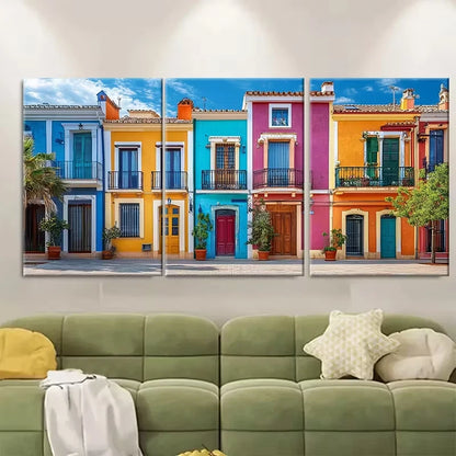 3pcs Villajoyosa Cityscape Metal Print Ready to Hang Art