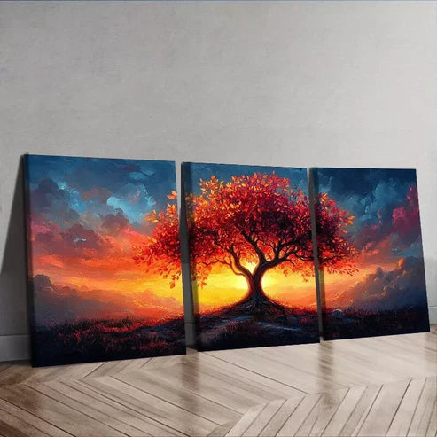 3pcs Colorful Tree Design With Clouds Wall Art Canvas Unframed - High Quality Print 100% Australian Made Wall Canvas