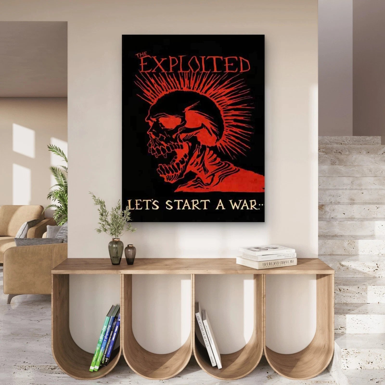 Skull Punk Artwork 60x90cm Metal Print Ready to Hang - Bella Home Decor