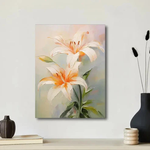 Beautiful Elegant Lily Flower Painting 60x90cm Metal Print Ready to Hang