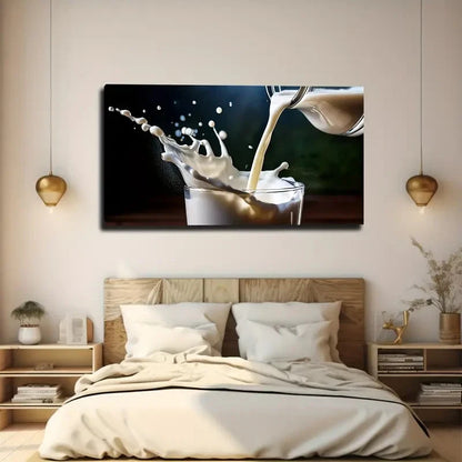 Milk Poured Into A Cup Wall Art Canvas Office Home Room Framed 120x60cm