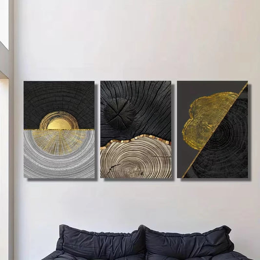 3pcs Light Luxury Golden Foil Metal Print Ready to Hang Art
