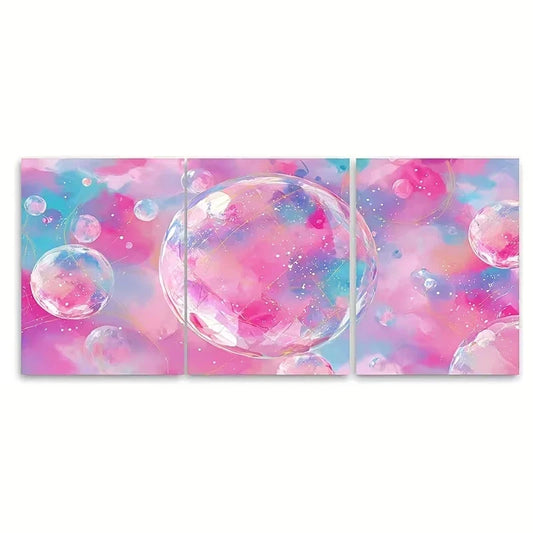 3pcs Disco Ball Print, Pink Girly Trendy Wall Art Set Canvas Framed 60x90cm - High Quality Print 100% Australian Made Wall Canvas Ready to Hang