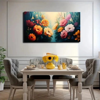 Colorful Flowers Suitable Wall Art Canvas Office Home Room Framed 120x60cm