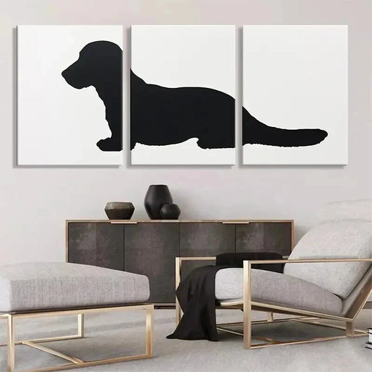 3pcs Minimalist Dog Silhouette Modern Perfect Wall Art Set Canvas Framed 60x90cm - High Quality Print 100% Australian Made Wall Canvas Ready to Hang