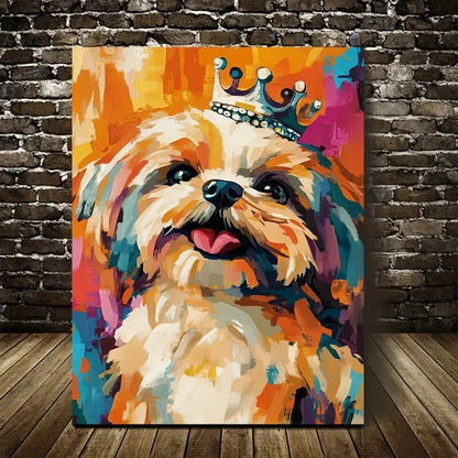 Beautiful Regal Teddy Dog with Crown 40x60cm Metal Print Ready to Hang - Bella Home Decor