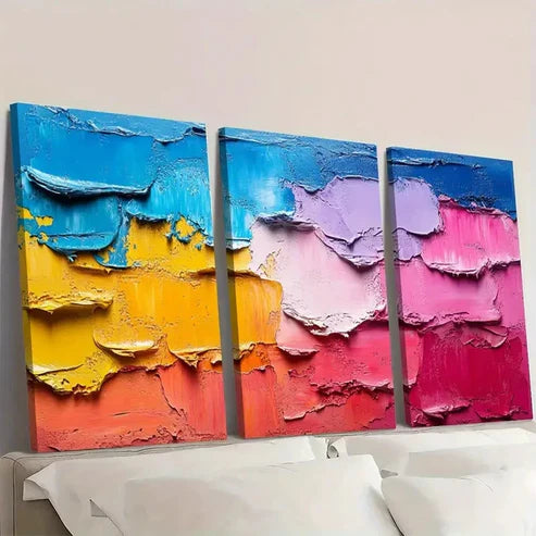 3pcs Abstract Colorful Texture Wall Art Canvas Unframed – High Quality Print 100% Australian Made Wall Canvas - Bella Home Decor