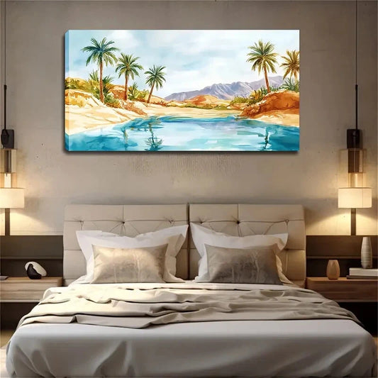 Minimalist Desert Palm Deco Wall Art Canvas Office Home Room Framed 120x60cm