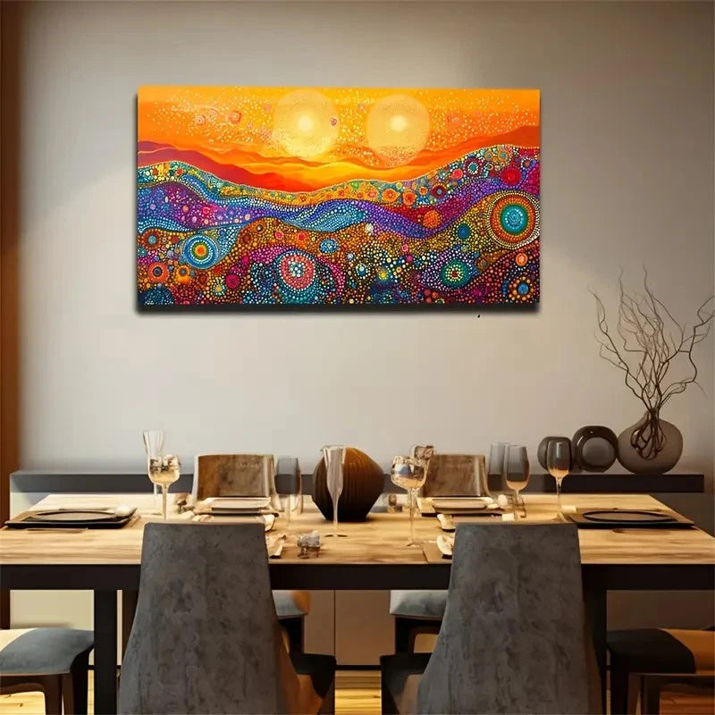 Impressive Mountain Sunset Wall Art Canvas Office Home Room Framed 120x60cm