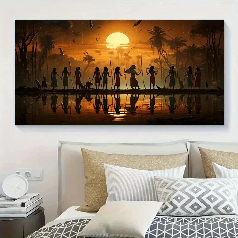 Scale Sunset Silhouette Scene Wall Art Canvas Office Home Room Framed 120x60cm