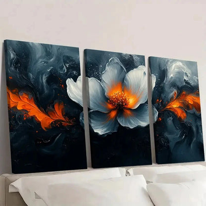 3pcs White and Gray Texture Abstract Flame W   Wall Art Set Canvas Framed 60x90cm - High Quality Print 100% Australian Made Wall Canvas Ready to Hang