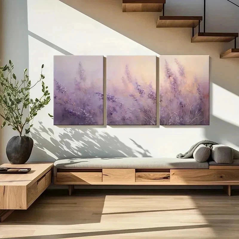 3pcs Lavender Field & Serene Wall Art Set Canvas Framed 60x90cm - High Quality Print 100% Australian Made Wall Canvas Ready to Hang - Bella Home Decor