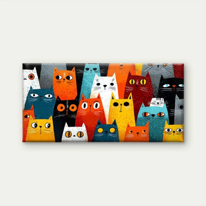 Multi-Colored Kitten Paintings Wall Art Canvas Office Home Room Framed 120x60cm