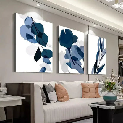 3pcs Abstract Floral Art with Golden Wall Art Set Canvas Unframed - High Quality Print 100% Australian Made Wall Canvas - Bella Home Decor