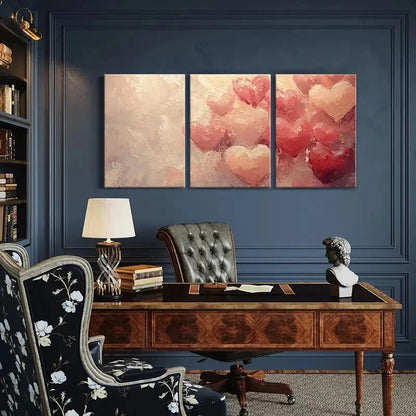 3pcs Artistic Hearts Painting Romantic Love Decor Metal Print Ready to Hang Art - Bella Home Decor