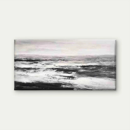 Abstract Black and White Ocean Wall Art Canvas Office Home Room Framed 120x60cm