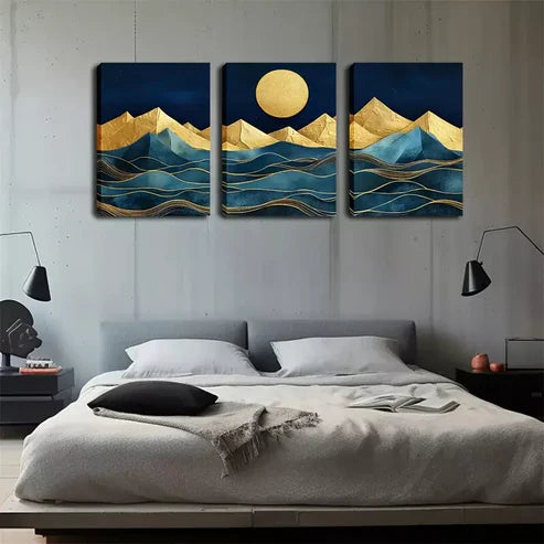 3pcs Exquisite Design, Mountain And Moon Wall Art Set Wall Art Canvas Unframed - High Quality Print 100% Australian Made Wall Canvas