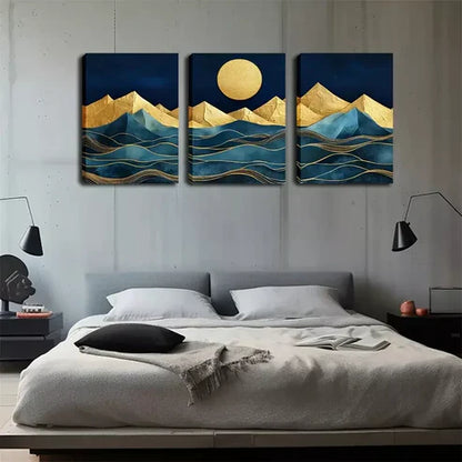 3pcs Exquisite Design, Mountain And Moon Wall Art Set Wall Art Canvas Unframed - High Quality Print 100% Australian Made Wall Canvas