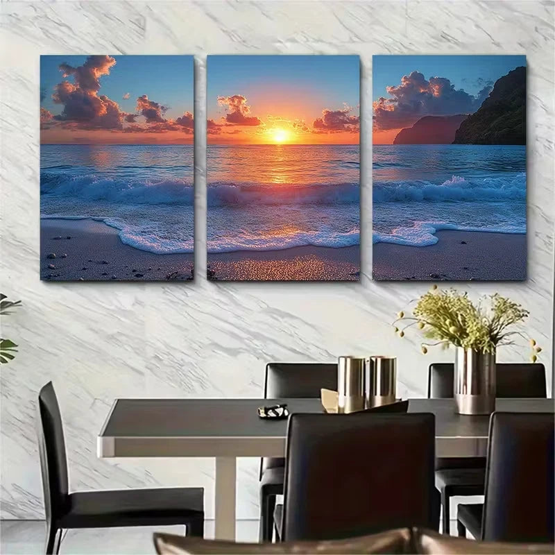 3pcs Reunion Island Coastal Metal Print Ready to Hang Art