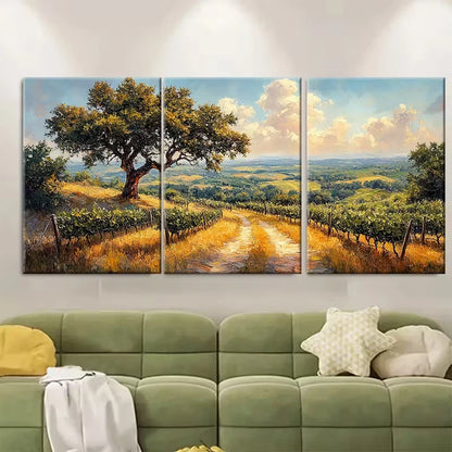 3pcs Oak Valley Vineyards Oil Painting Metal Print Ready to Hang Art