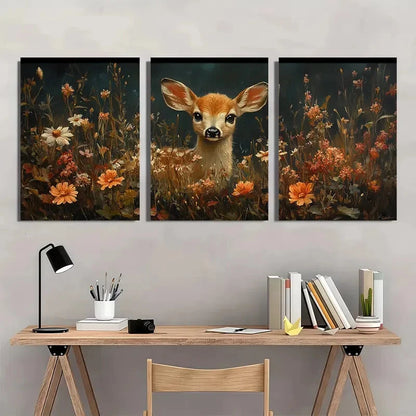 3pcs Giclee French Vibrant Floral & Fauna Design Metal Print Ready to Hang Art - Bella Home Decor