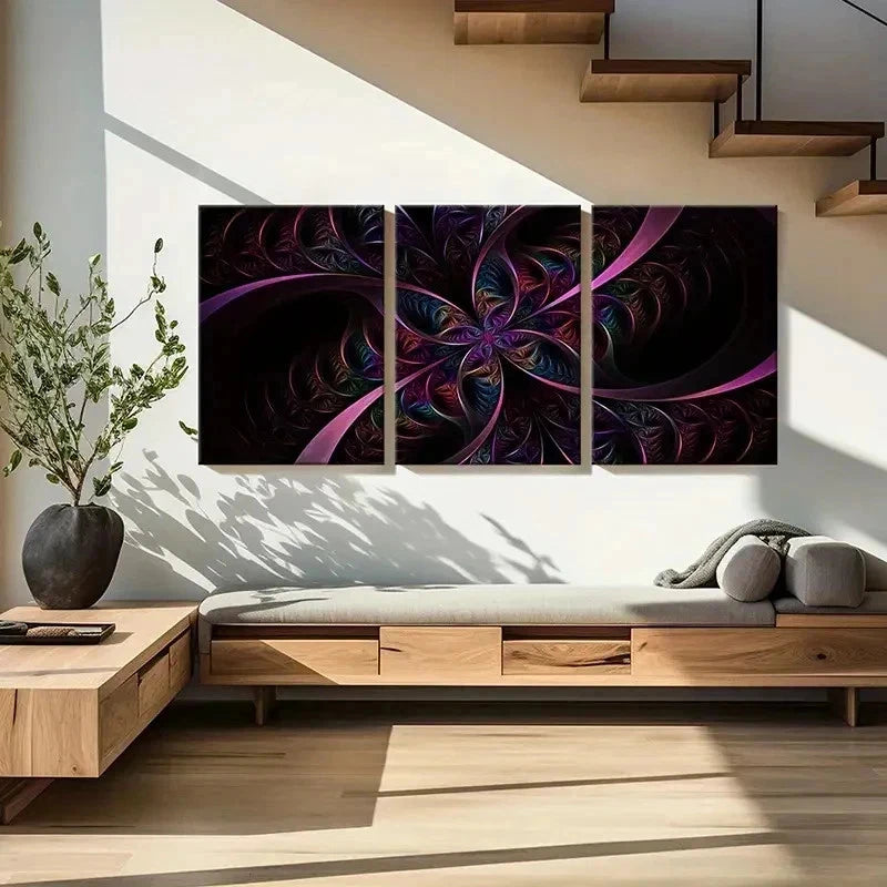 3pcs Abstract Shapes Composed Of Colorful Lines Wall Art Set Canvas Framed 60x90cm - High Quality Print 100% Australian Made Wall Canvas Ready to Hang - Bella Home Decor