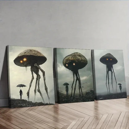 3pcs Mushroom Monster Theme Wall Art Set Canvas Unframed - High Quality Print 100% Australian Made Wall Canvas