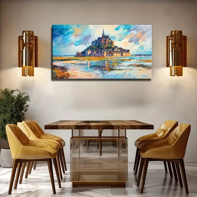 Castle By The Sea Modern Wall Art Canvas Office Home Room Framed 120x60cm