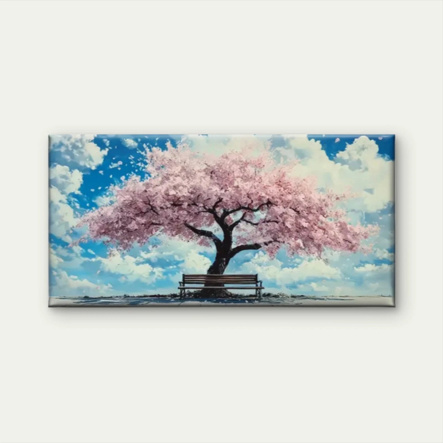 Pink Flowers Blue Sky Clouds Wall Art Canvas Office Home Room Framed 120x60cm