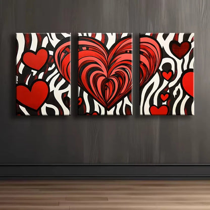 3pcs Red and black love Illustration Wall Art Set Canvas Framed 60x90cm - High Quality Print 100% Australian Made Wall Canvas Ready to Hang