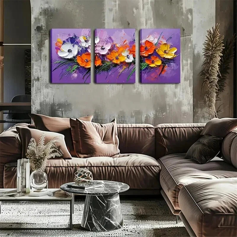 3pcs Vibrant Watercolor Floral Design Perfect Wall Art Set Canvas Framed 60x90cm - High Quality Print 100% Australian Made Wall Canvas Ready to Hang - Bella Home Decor