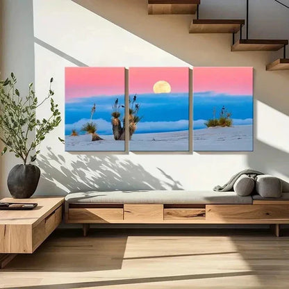 3pcs Moon & Beach Natural Landscape  Wall Art Set Canvas Unframed - High Quality Print 100% Australian Made Wall Canvas