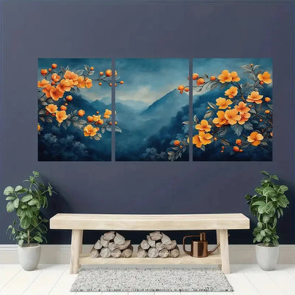 3pcs Vintage Inspire Botanical Textile Poster Art Metal Print Ready to Hang Art