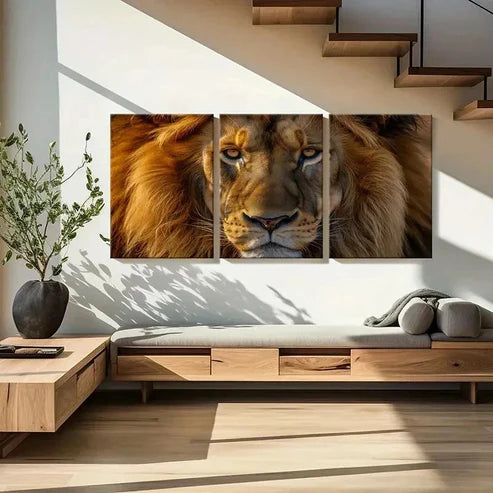 3pcs Modern Lion with Mane Decoration Wall Art Canvas Unframed - High Quality Print 100% Australian Made Wall Canvas