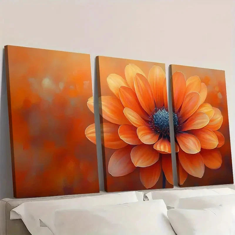 3pcs Orange Gaillardia Flower OG    Wall Art Set Canvas Framed 40x60cm - High Quality Print 100% Australian Made Wall Canvas Ready to Hang