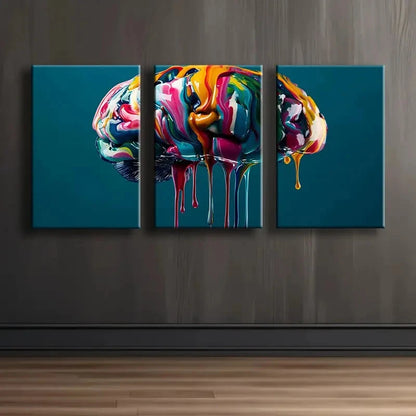 3pcs Colorful Abstract Brain Art Wall Art Set Canvas Framed 60x90cm - High Quality Print 100% Australian Made Wall Canvas Ready to Hang - Bella Home Decor